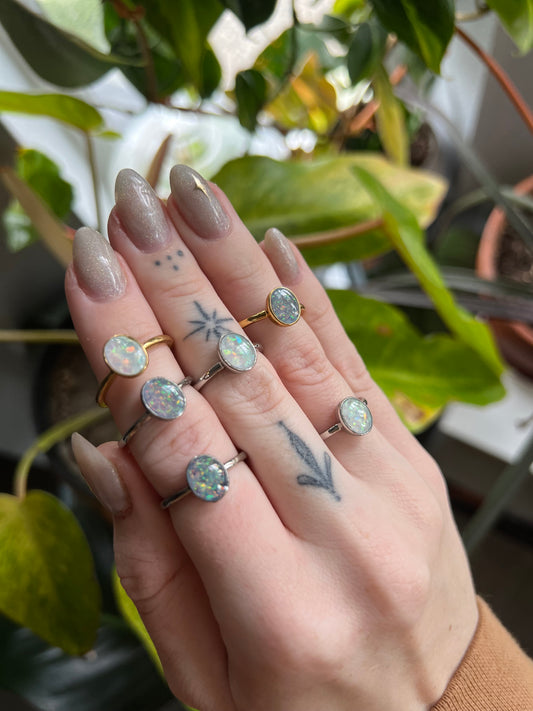 Stainless Steel Opal Resin Rings