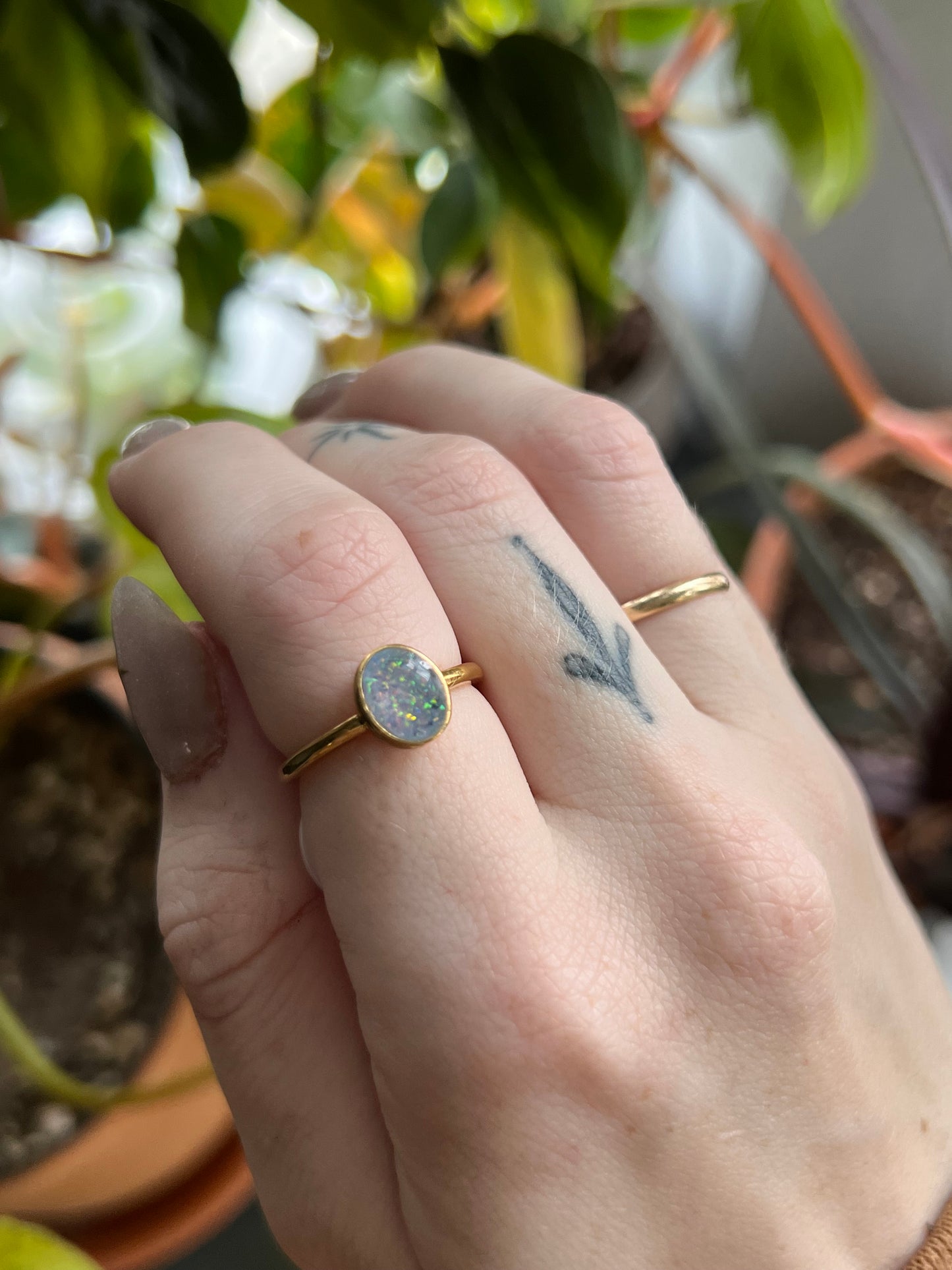 Stainless Steel Opal Resin Rings