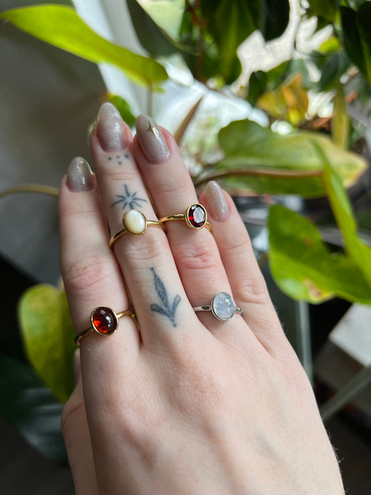 Stainless Steel Gemstone Rings