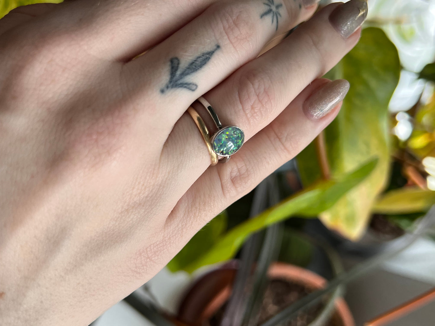 Stainless Steel Opal Resin Rings