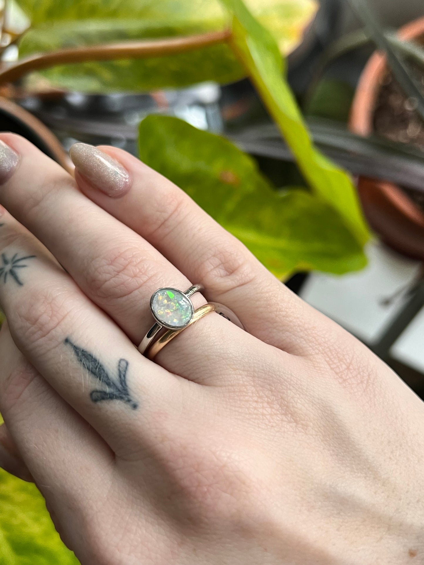 Stainless Steel Opal Resin Rings