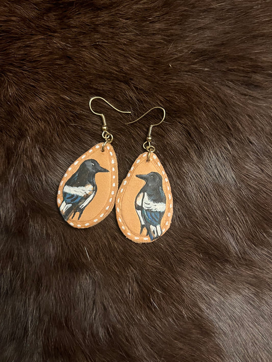 Magpie Leather Earrings